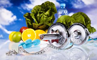 Sports_Fitness_Dumbbells_And_Fruits_Wallpaper